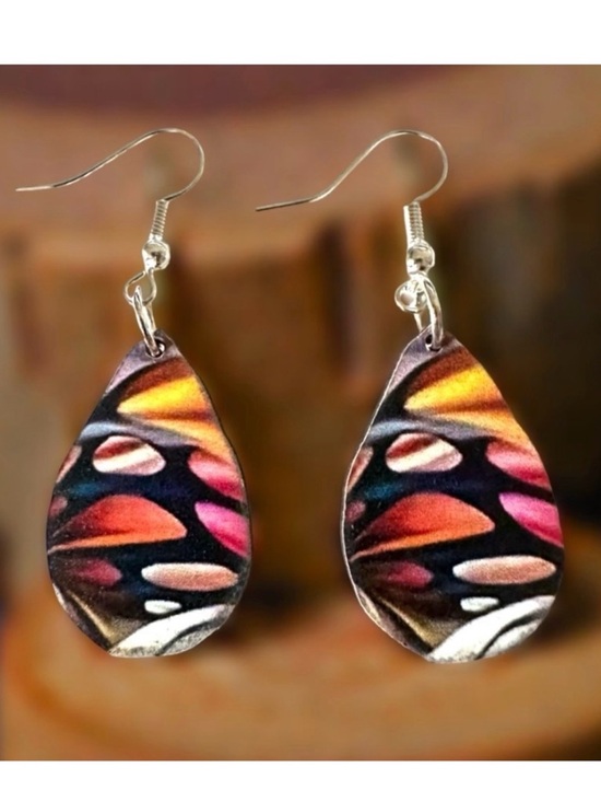 Jewelry - ⭐️ 5 for $25 Bohemian Wood Abstract Teardrop Hoop Earrings Rustic Boho Style